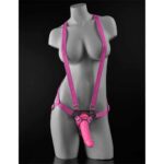 Suspender Harness with Dildo 19 cm-7 Pink
