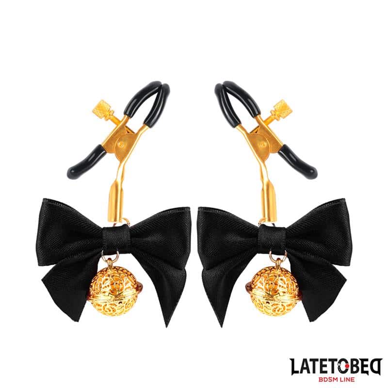 Nipple-clamps-with-Bow-Black Nipple clamps with Bow Black - Image 1