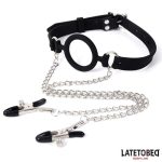 Open Mouth Gag with Nipple Clamps - Image 3