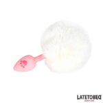 Pink Silicone Anal Plug with Pompon Pink