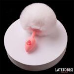 Pink Silicone Anal Plug with Pompon Pink - Image 3