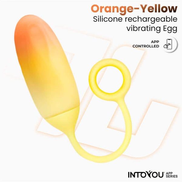Vibrating Egg Double Layer Silicone with APP Yellow/Orange - Image 3