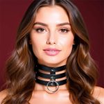 Collar Wide with Ring Vegan Leather One Size - Image 3