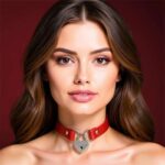 Collar with Heart Lock Vegan Leather One Size - Image 7
