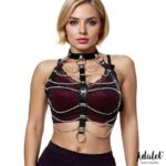 Hilda Vegan Leather Chest Harness with Chain One size - Image 4
