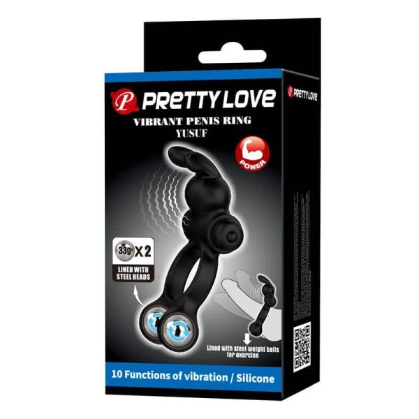 Yusuf Vibrating Penis Ring with Steel Beads 2x33gr - Image 12