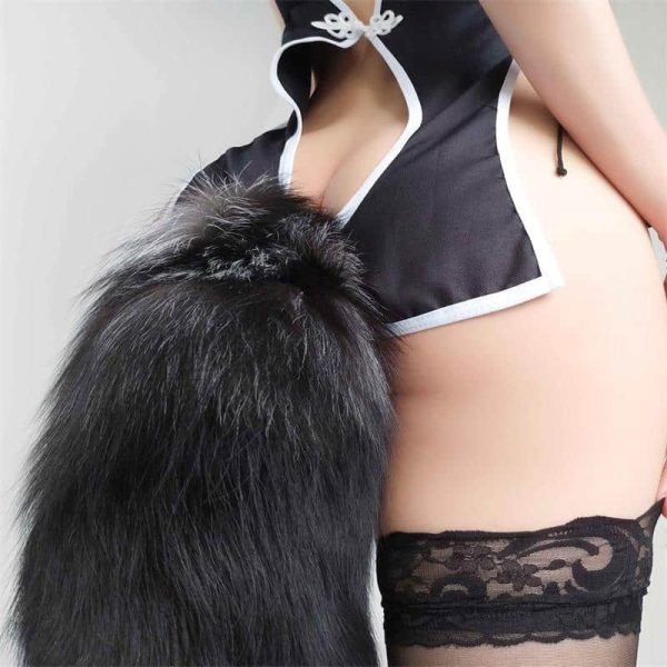 Black And White Fox Tail Plug S - Image 3