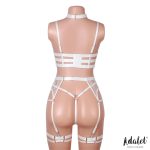Hyacinth Bra Garter Set with Thong White - Image 2